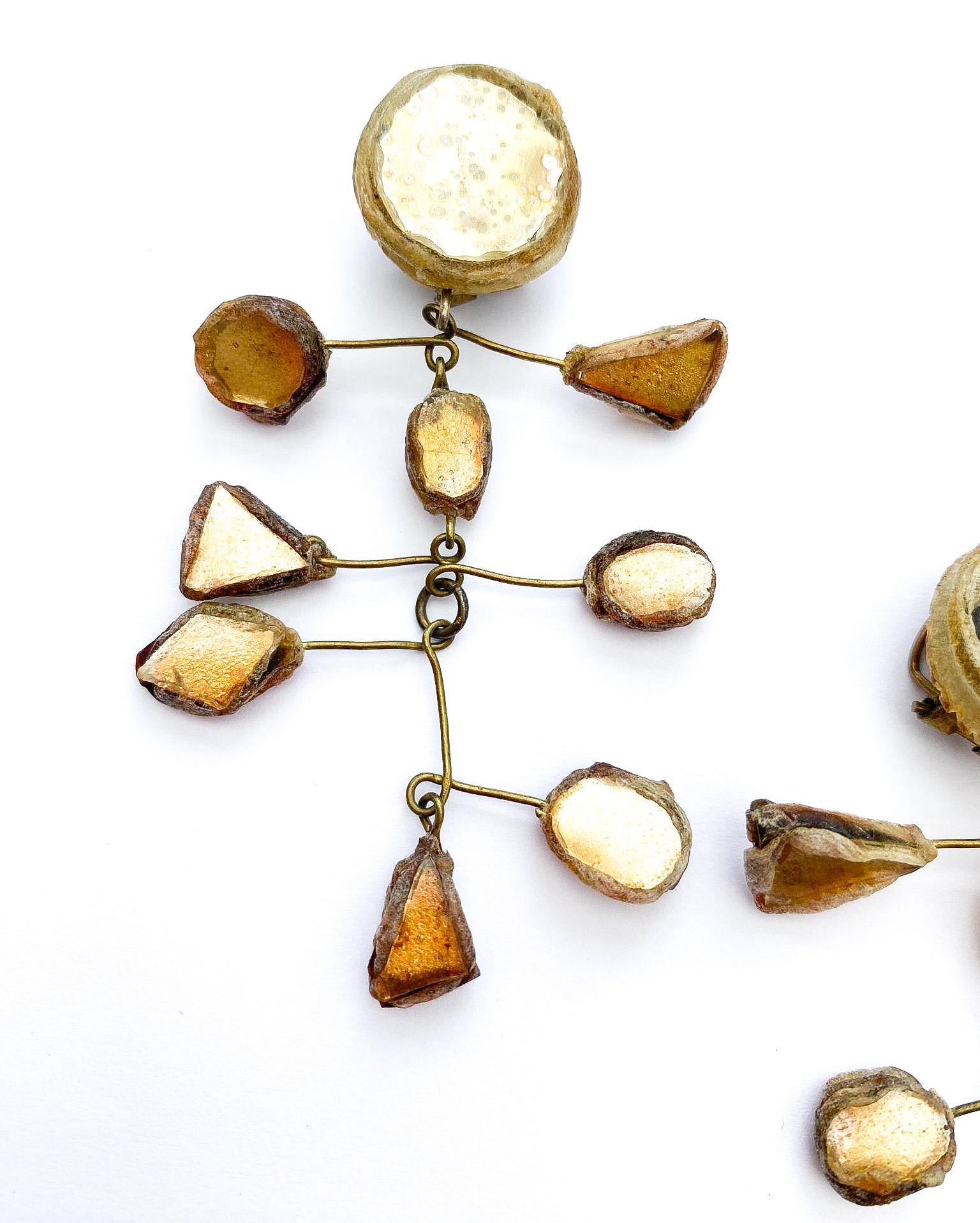 Iconic talousel and mirror 'Mobile' long drop earrings, Lone Vautrin, 1960s. For Sale 2