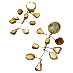 Boucles d'oreilles longues « Mobile » iconiques en talousel et miroir, Lone Vautrin, années 1960