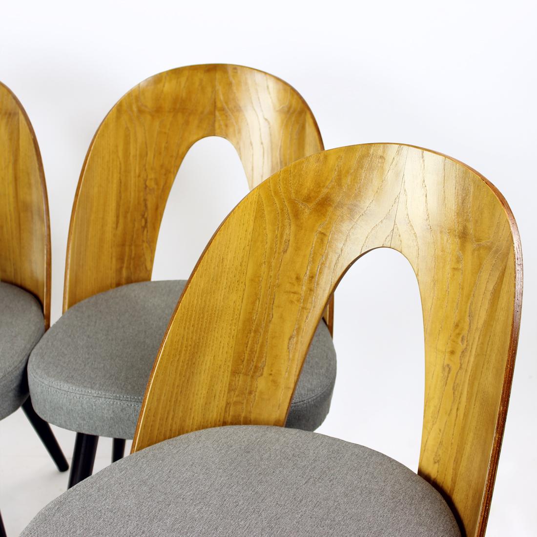 Czech Iconic Tatra Chairs In Oak & Fabric By Antonin Šuman, Tatra 1960s For Sale