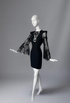 Icone Mugler Gown Hiver Shiva Surrealiste Black Sheer Silk (soie transparente noire)