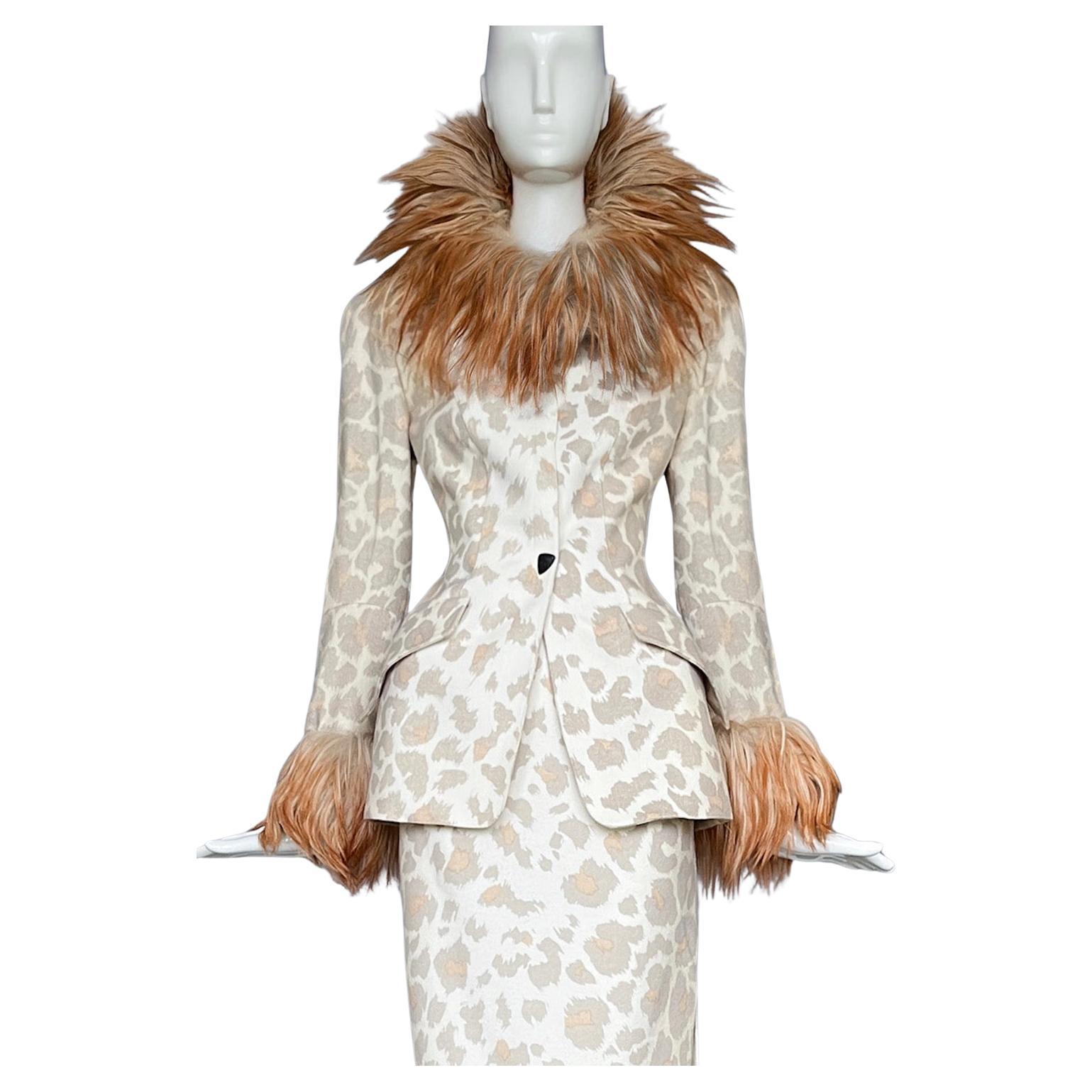 Iconico Thierry Mugler Couture FW 2001 LES FAUVES Ensemble Drammatico con gonna