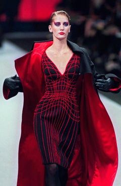 Iconic Thierry Mugler Couture Spider Dress FW 2001 Rare Museum Worthy Black Red