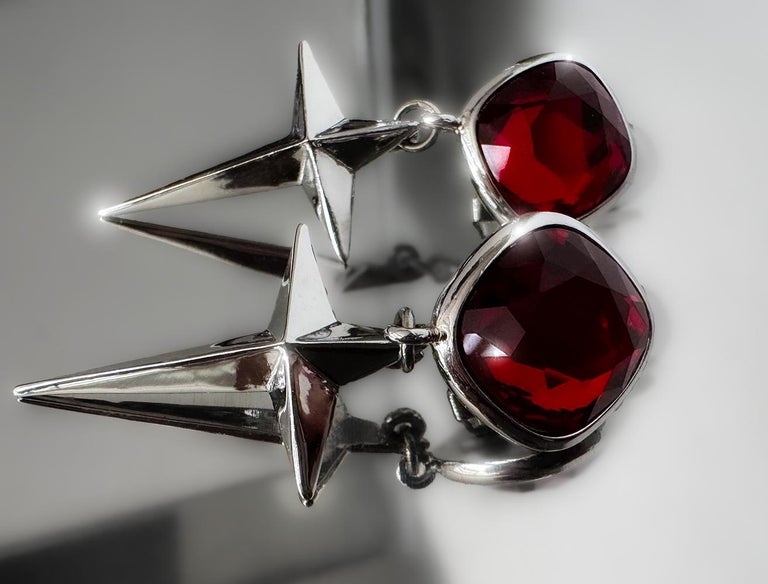 Iconic Thierry Mugler Earrings Rare FW 1992 Red Star GLAMOUR For 