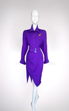 Iconic Thierry Mugler FW 1988 / 89 Les Infernales Kleid Rare Purple