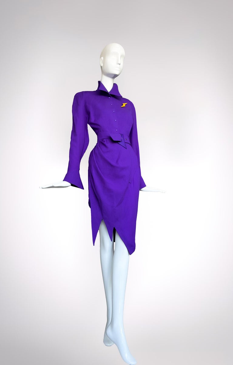 Iconic Thierry Mugler FW 1988 / 89 Les Infernales Dress Rare Violet For  Sale at 1stDibs