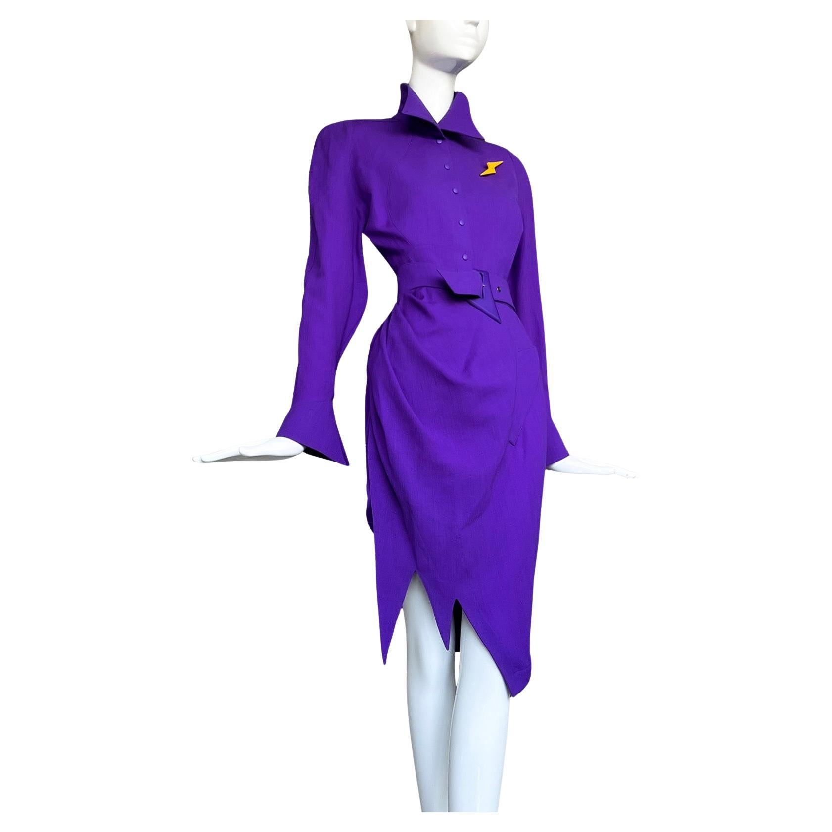 Iconic Thierry Mugler FW 1988 / 89 Les Infernales Kleid Rare Purple