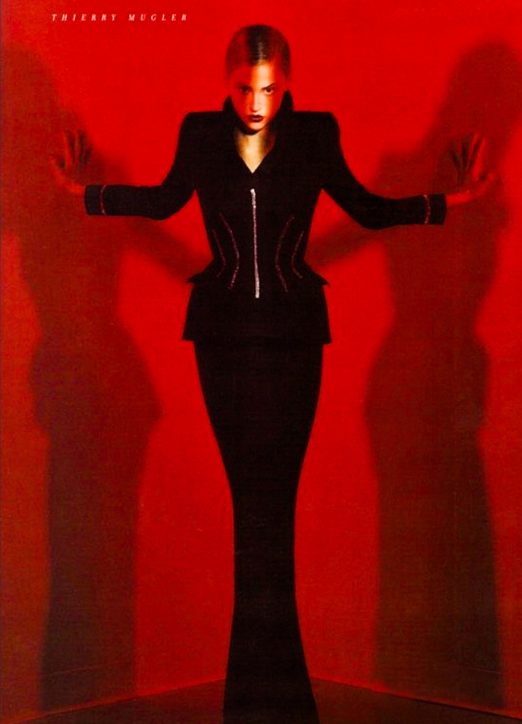 Noir Thierry Mugler - Ensemble iconique veste en cristal Helmut Newton, collection automne-hiver 1998 en vente