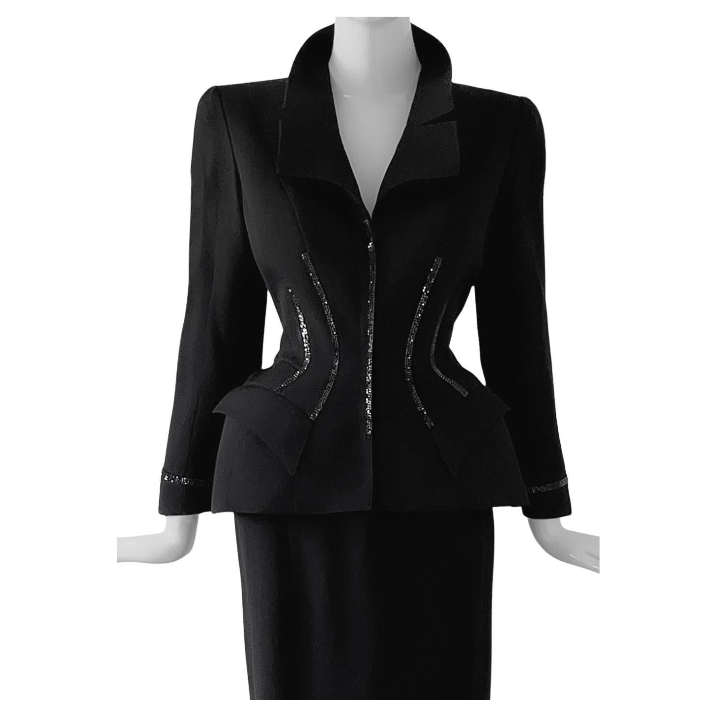 ICONIC Thierry Mugler FW 1998 Giacca di cristallo Ensemble Famoso Helmut Newton