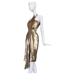 Iconic Thierry Mugler Gold Sequin Showstopper Evening Gown