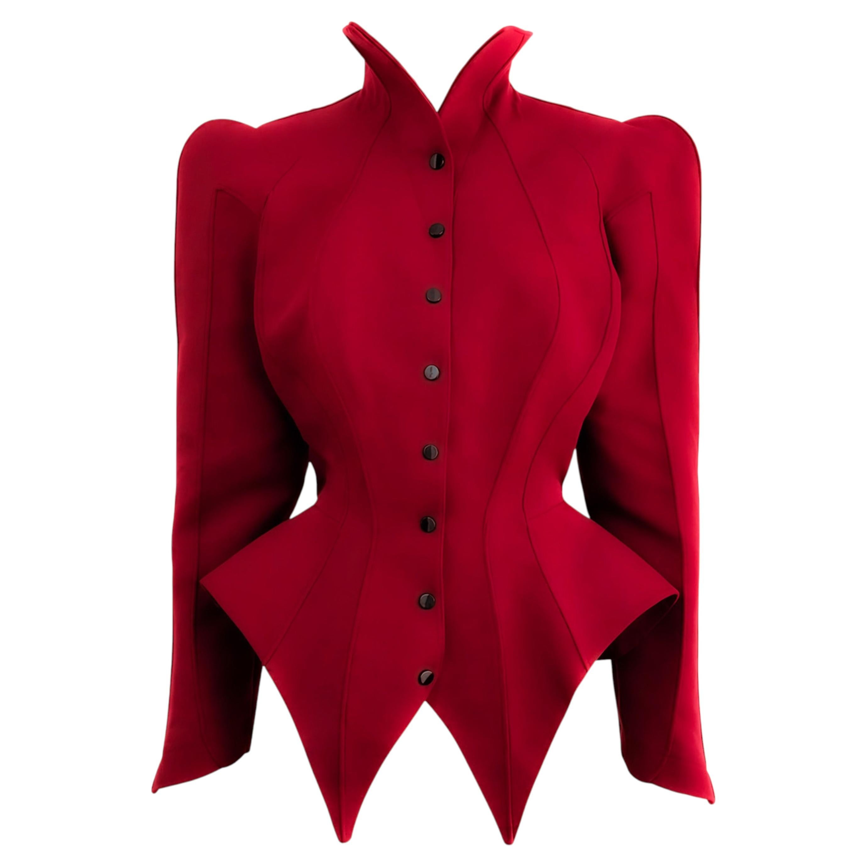 Iconic Thierry Mugler LES INFERNALES 1988/89 RED Sculptural Jacket