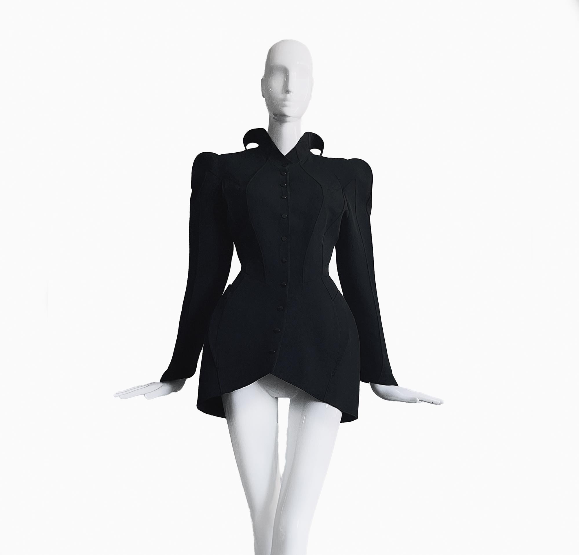 Ikonisches Thierry Mugler LES INFERNALES H/W 1988 Dramatisches schwarzes Anzug Ensemble im Angebot 7