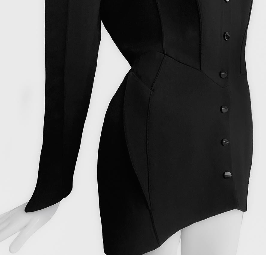 Iconic Thierry Mugler LES INFERNALES FW 1988 Dramatic Black Suit Ensemble For Sale 8