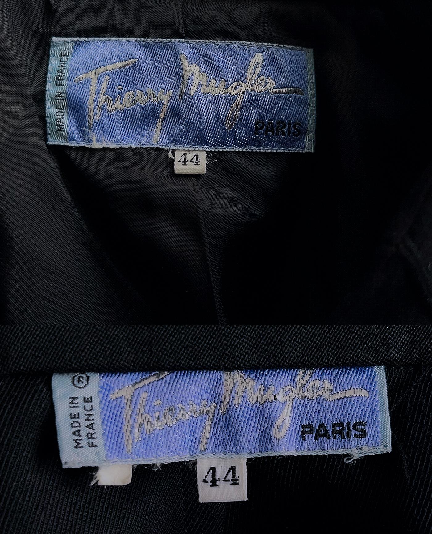 Ikonisches Thierry Mugler LES INFERNALES H/W 1988 Dramatisches schwarzes Anzug Ensemble im Angebot 6