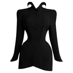 Iconic Thierry Mugler LES INFERNALES FW 1988 Dramatic Black Suit Ensemble