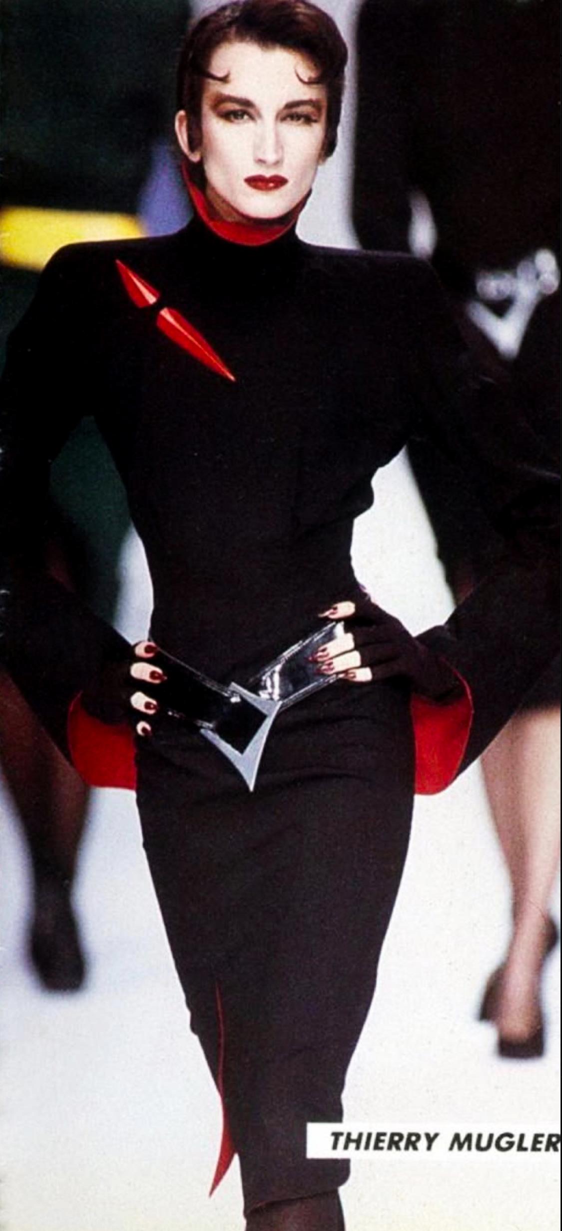 Iconic Thierry Mugler Les Infernales SHE DEVIL Runway Dress Black Red In Excellent Condition For Sale In Berlin, BE