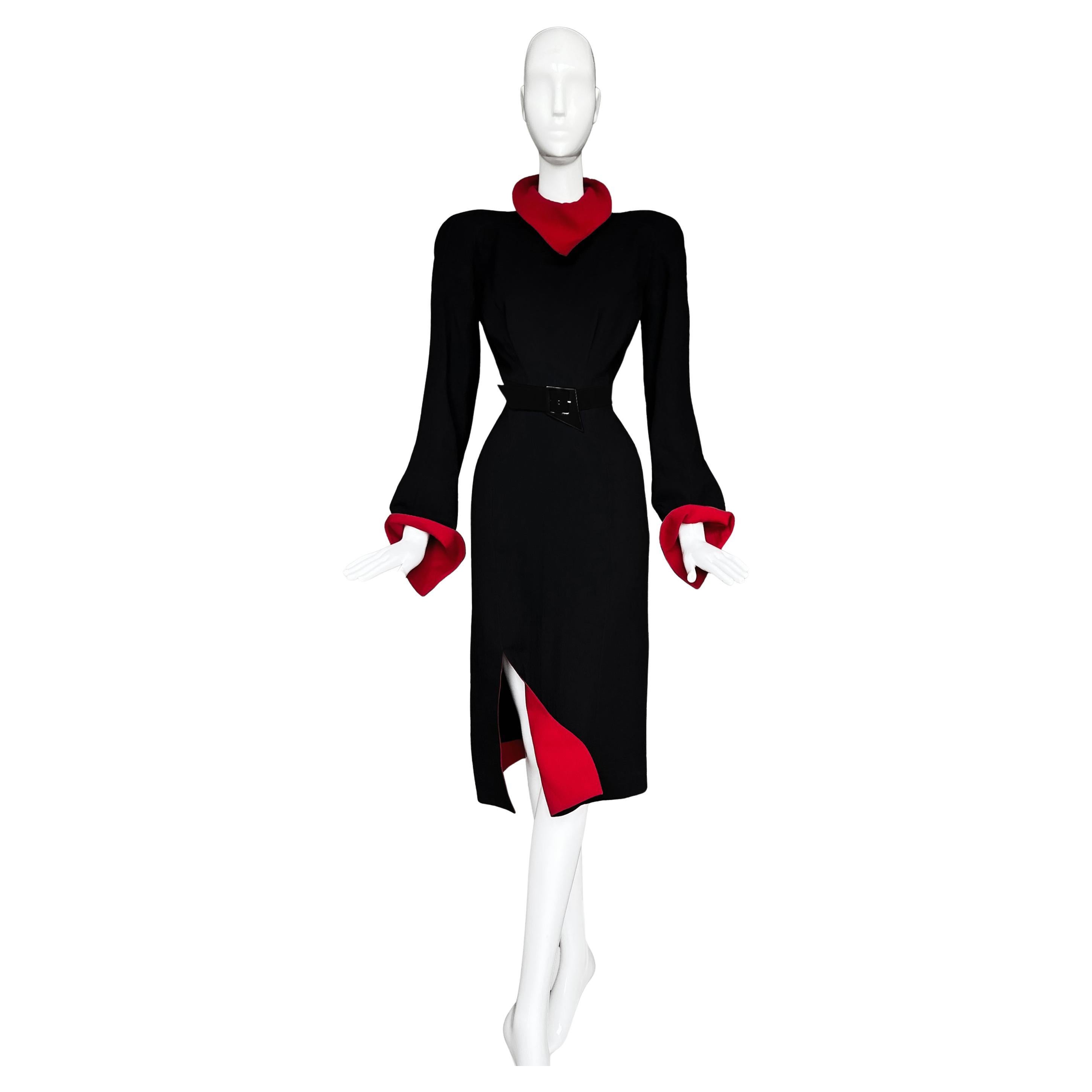 Iconic Thierry Mugler Les Infernales SHE DEVIL Runway Dress Black Red For Sale