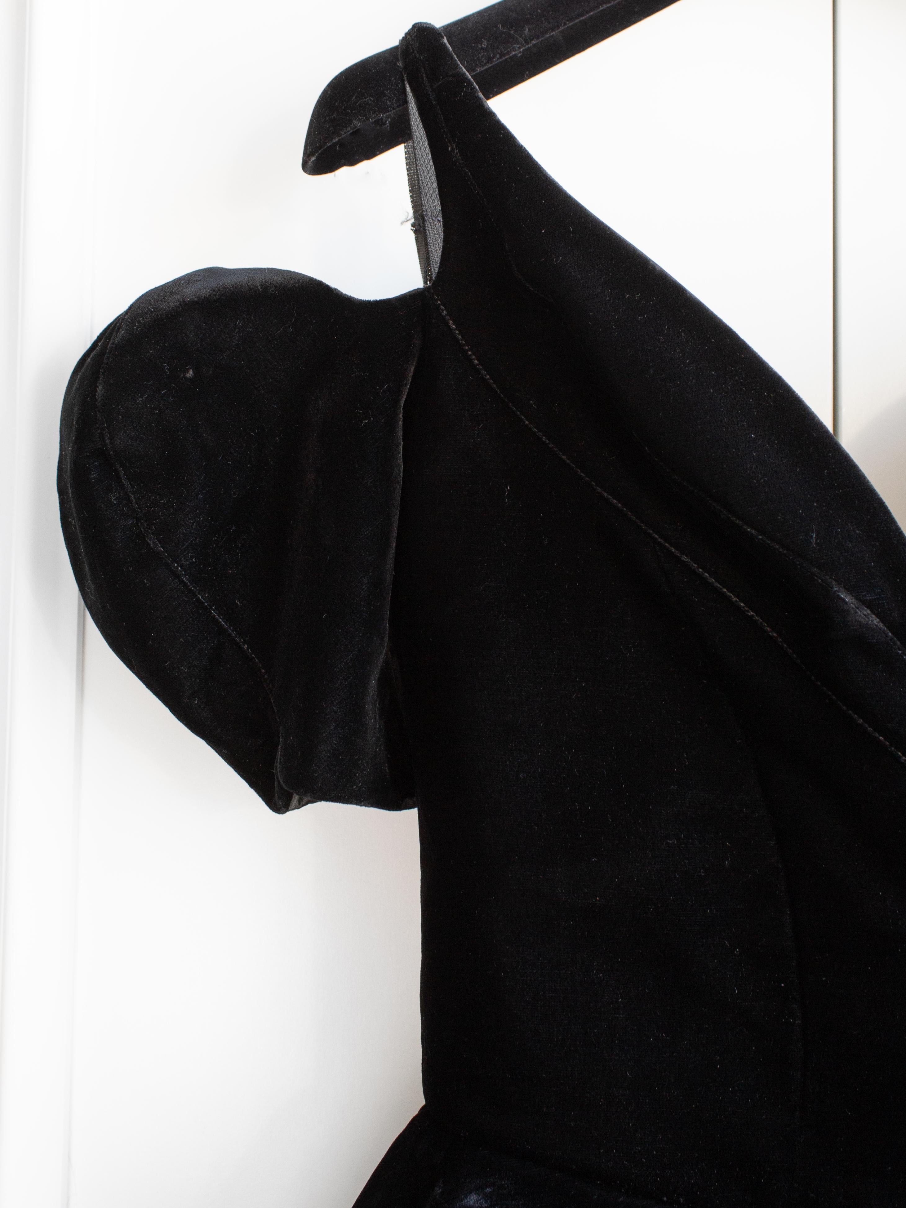 Iconic Thierry Mugler Vintage 1981 Black Velvet Peplum Vampire Dress For Sale 3