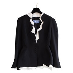 Iconic Thierry Mugler Vintage S/S 1994 Black White Zigzag Sculptural Jacket