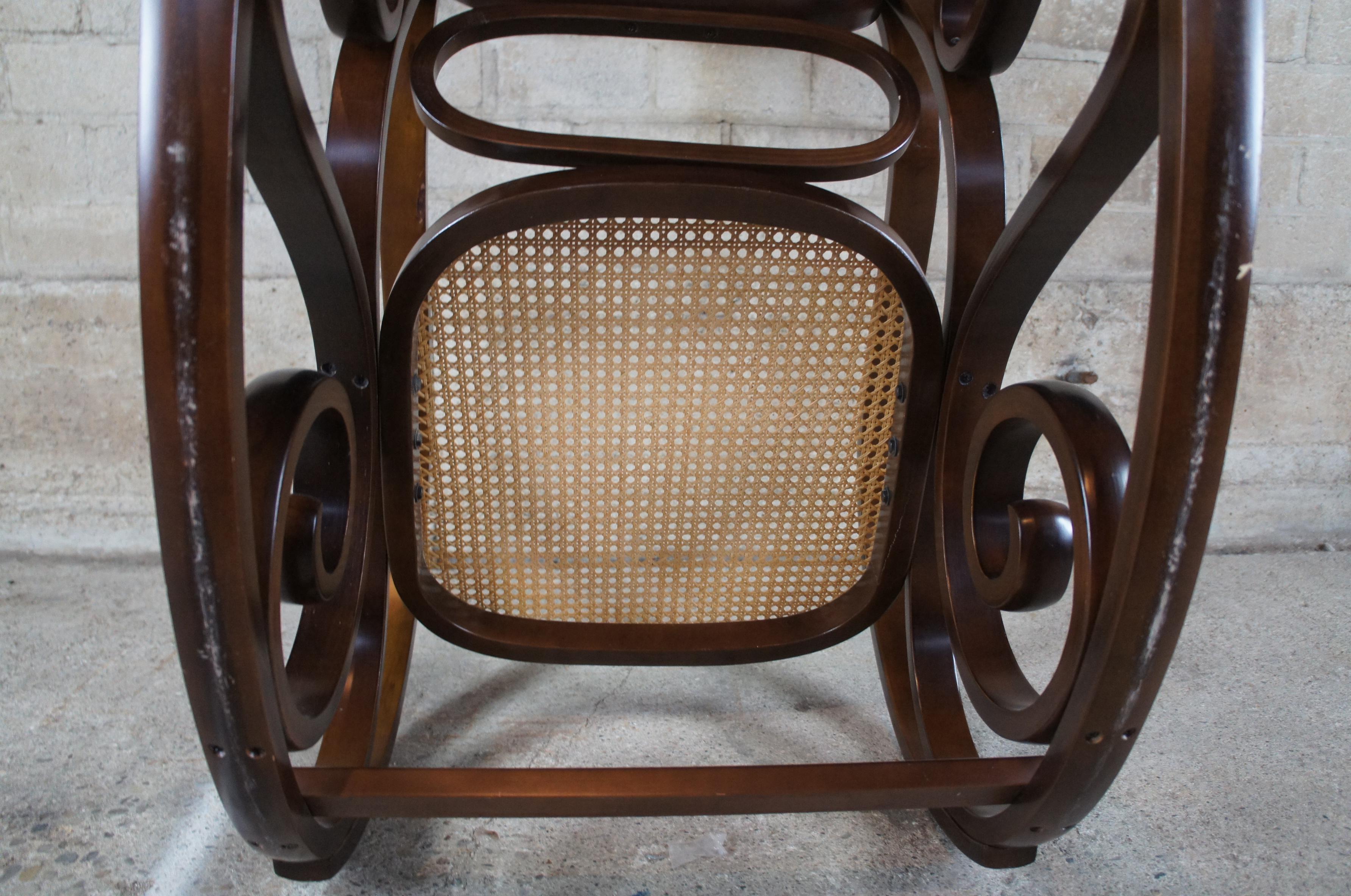 Iconic Thonet Style Bentwood Rocking Chair Natural Cane Rattan Seat Back Rocker 3