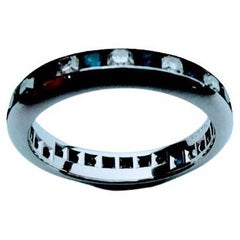 Iconic Tiffany & Co. Lucida Cut Diamond and Sapphire Platinum 950 Eternity Band