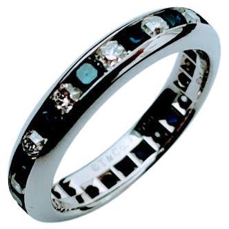 Iconic Tiffany 
Co. Lucida Cut Diamond and Sapphire Platinum 950 Eternity Band For Sale