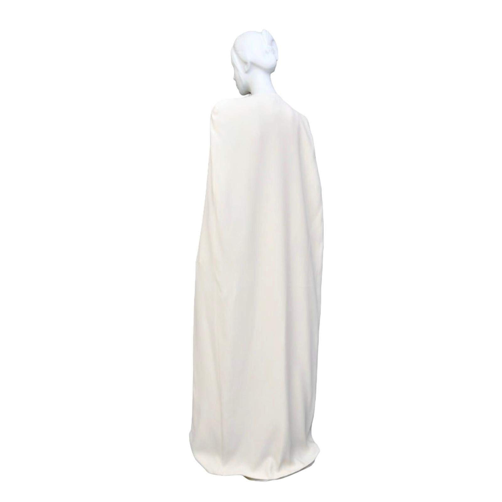 Gray ICONIC TOM FORD CHALK WHITE DOUBLE GEORGETTE STRETCH EVENING CAPE DRESS Sz. 38