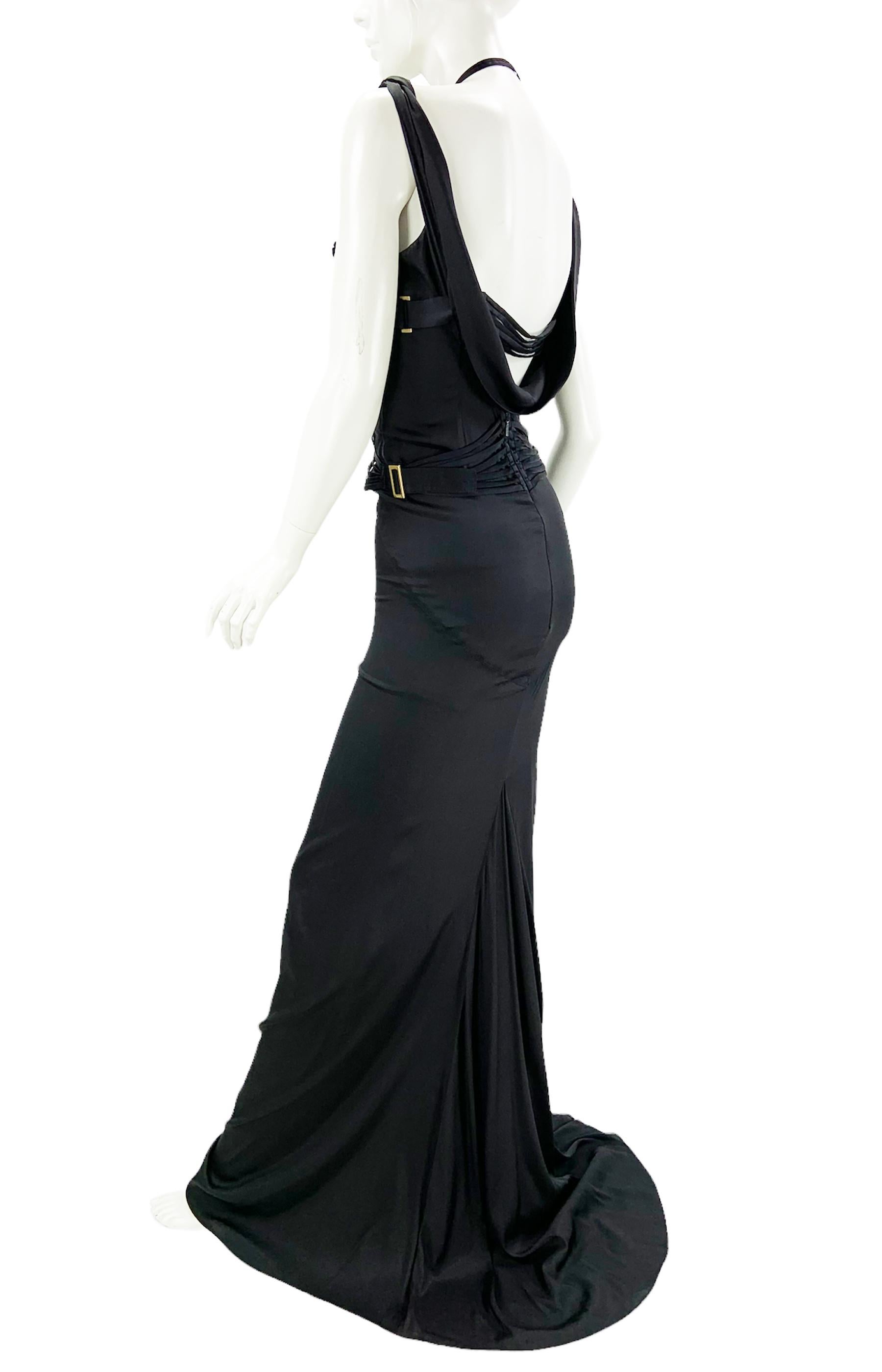 Iconic Tom Ford for Gucci F/W 2003 Runway Black Corset Stretch Dress Gown 38 1