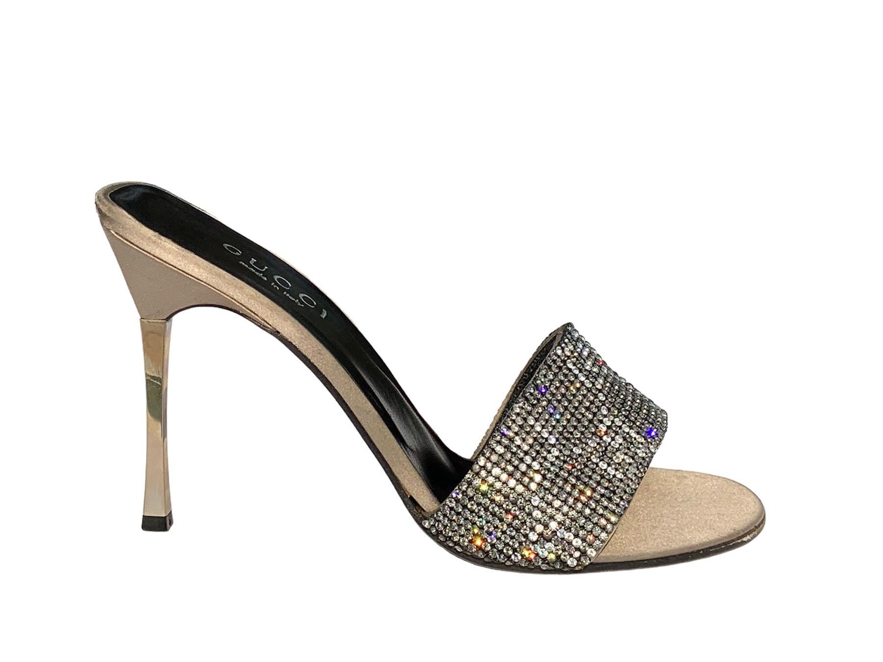 Women's Iconic Tom Ford for Gucci FW 1997 Crystal Embellished GG Logo Monogram Shoes 8.5 For Sale