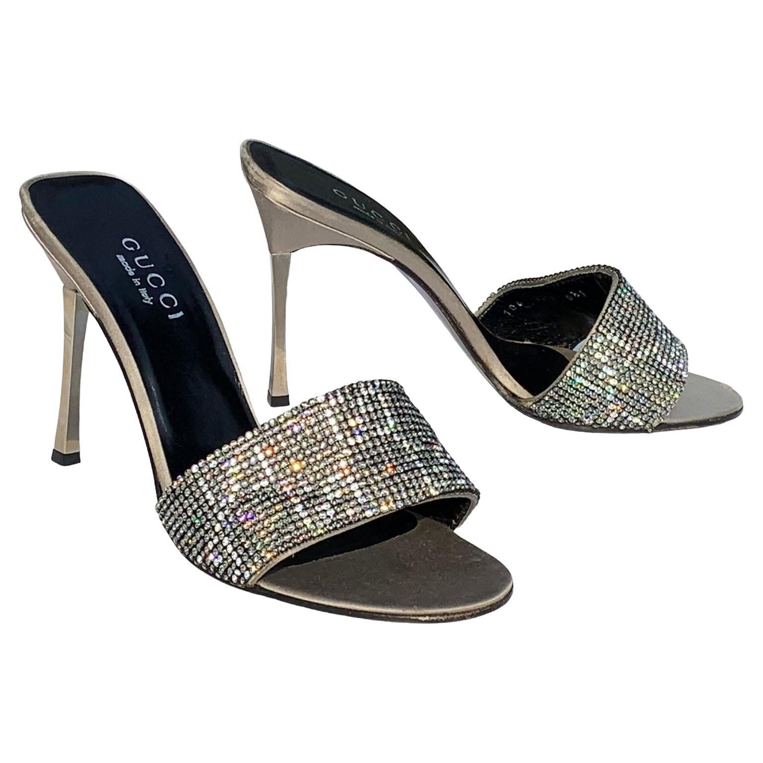 Iconic Tom Ford for Gucci FW 1997 Crystal Embellished GG Logo Monogram Shoes 8.5 For Sale