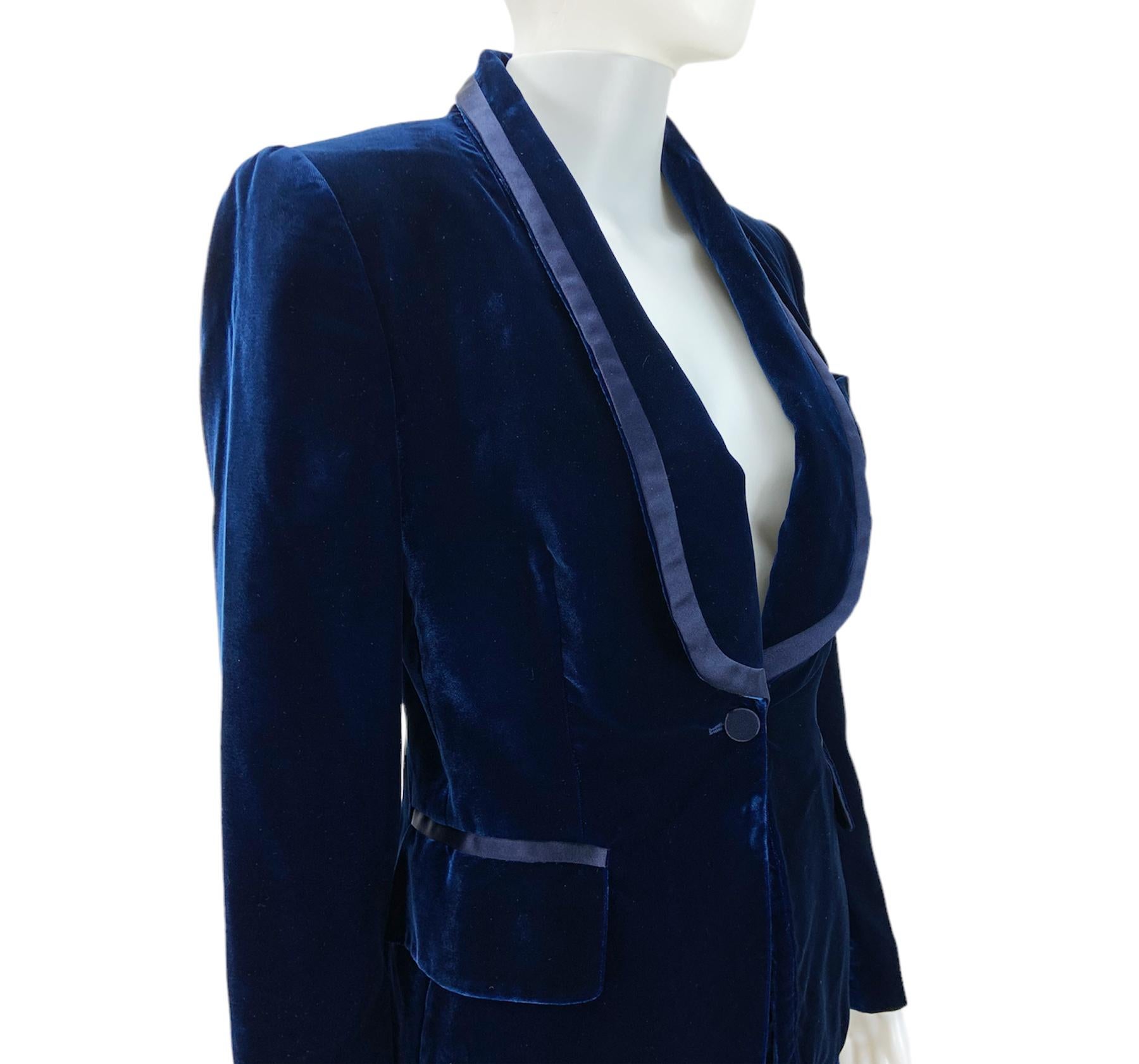 Iconic Tom Ford for Gucci Runway FW 2004 Blue Velvet Tuxedo Pant Suit It 38 2