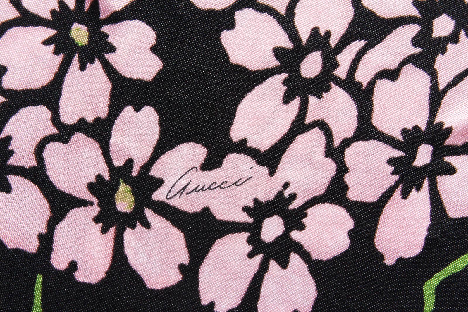 Ikonisches Tom Ford für Gucci SS 2003  Japanisches Mini-Stretchkleid aus Kirschblüten S im Angebot 3