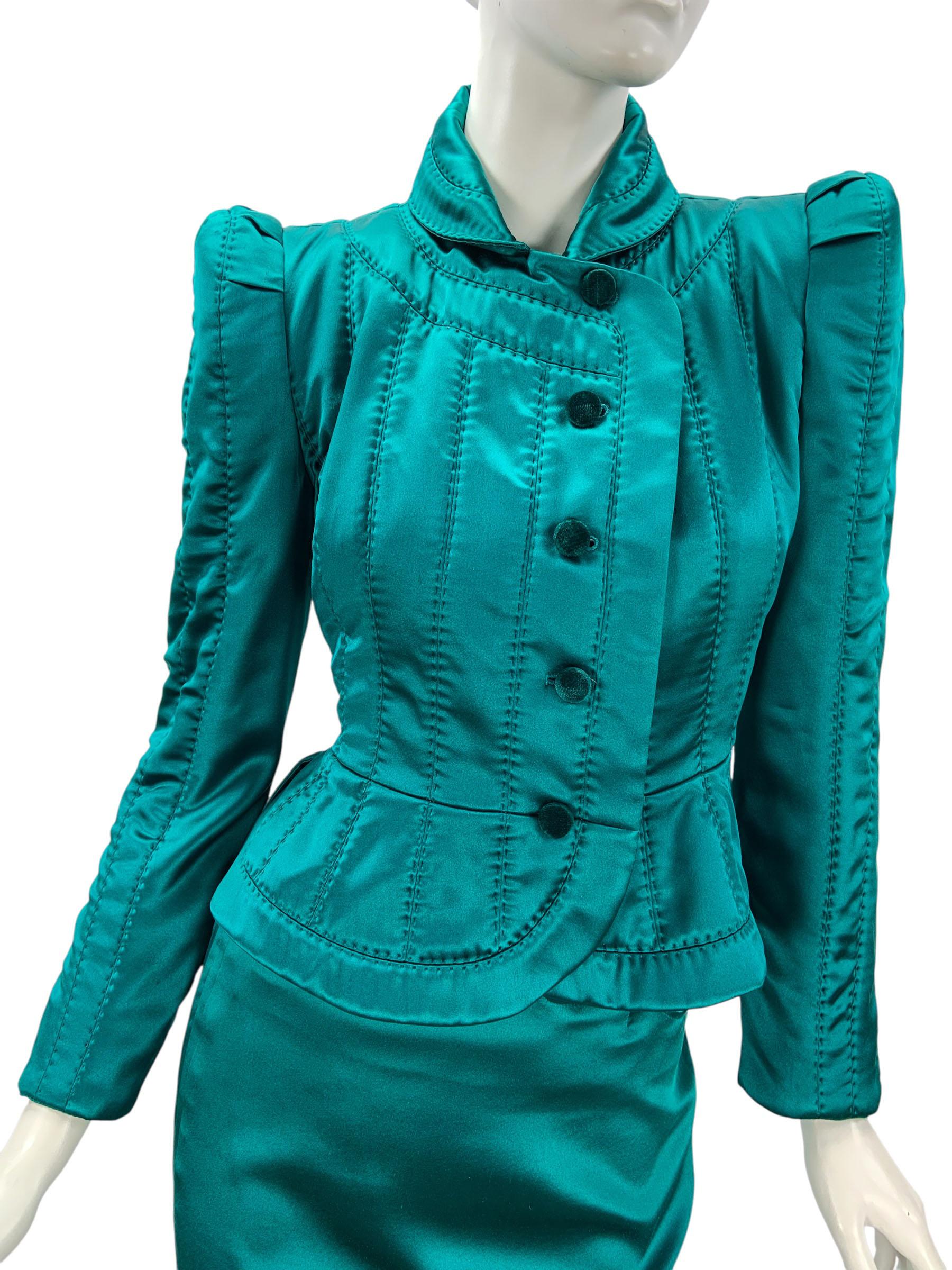 De las mujeres Icono Tom Ford for Yves Saint Laurent FW 2004 Falda Pagoda de Seda 3 PC Traje Fr 36 en venta