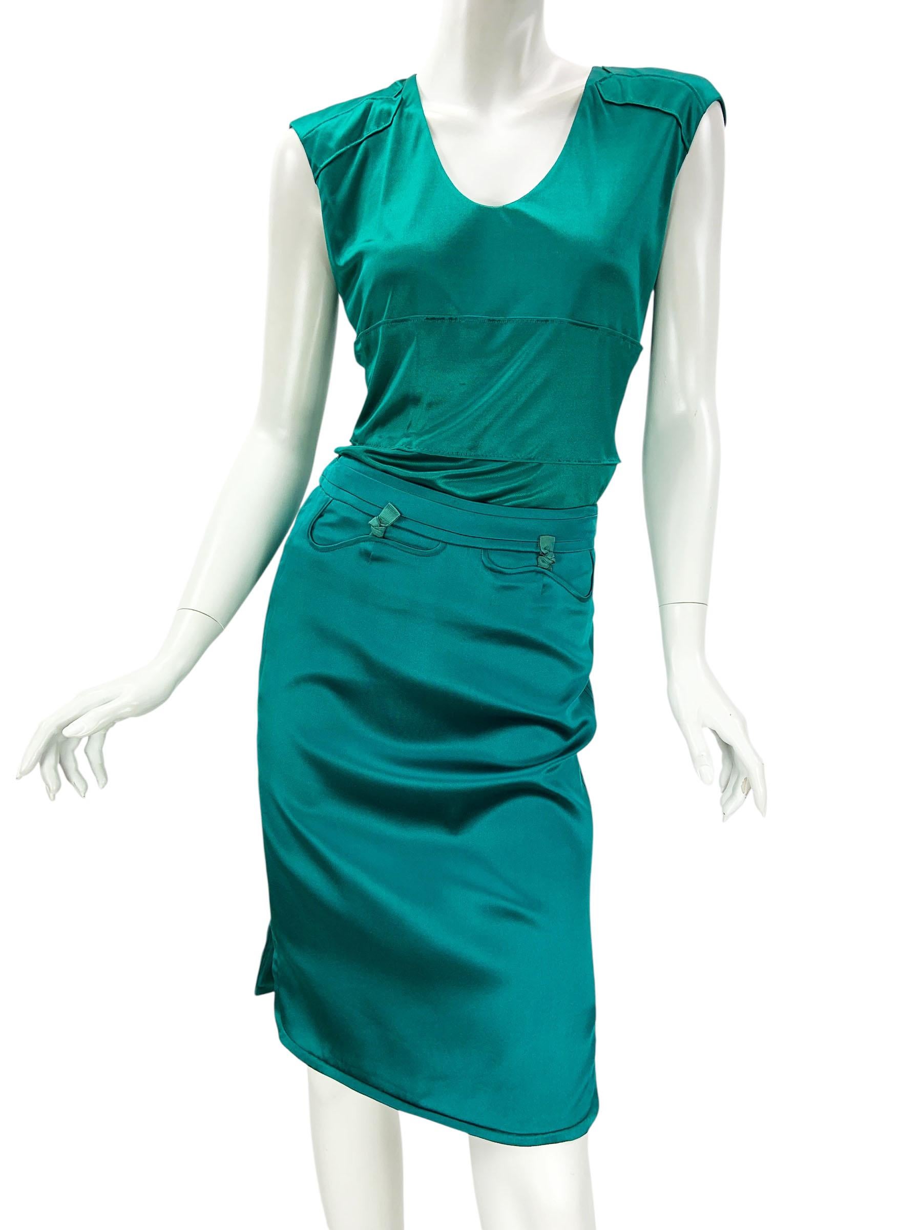 Icono Tom Ford for Yves Saint Laurent FW 2004 Falda Pagoda de Seda 3 PC Traje Fr 36 en venta 3