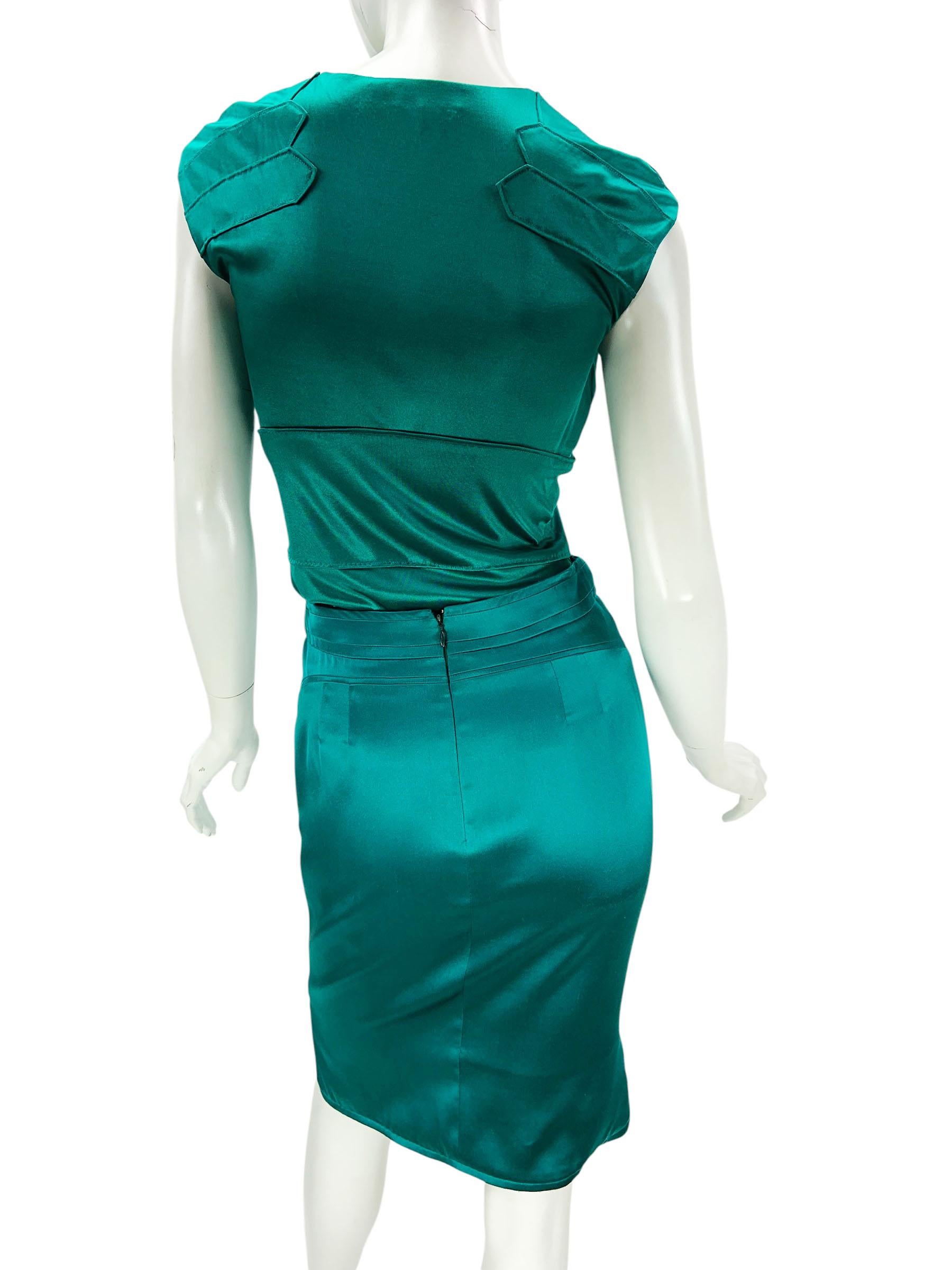 Icono Tom Ford for Yves Saint Laurent FW 2004 Falda Pagoda de Seda 3 PC Traje Fr 36 en venta 4