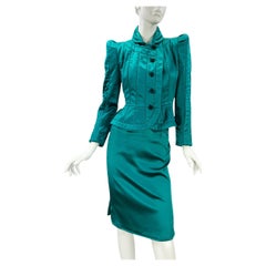 Iconic Tom Ford for Yves Saint Laurent FW 2004 Silk Pagoda 3 PC Skirt Suit Fr 36