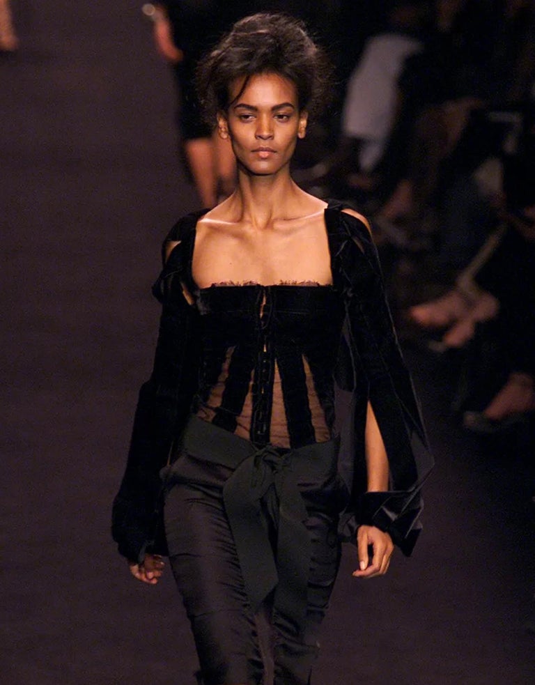 Iconic Tom Ford for Yves Saint Laurent FW2002 Runway Silk Black Corset and  Skirt For Sale at 1stDibs