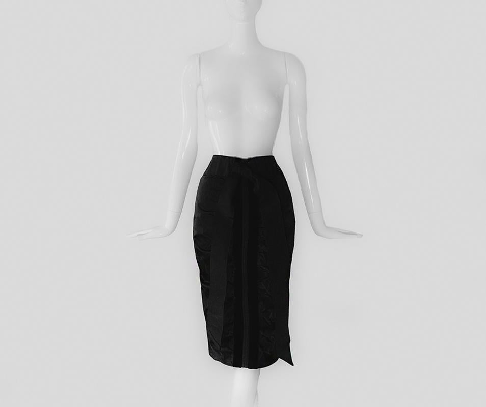 Iconic Tom Ford for Yves Saint Laurent FW2002 Runway Silk Black Corset and Skirt For Sale 3