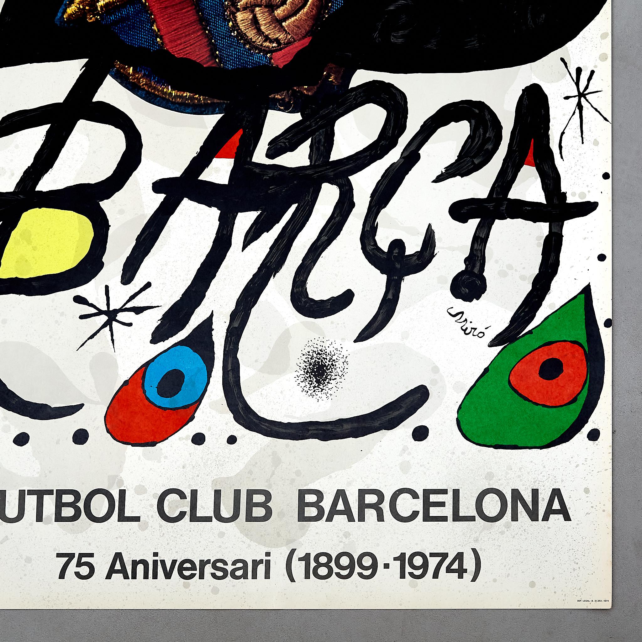 Paper Iconic Tribute: Joan Miró's Historic Poster - FC Barcelona 75th Anniversary  For Sale