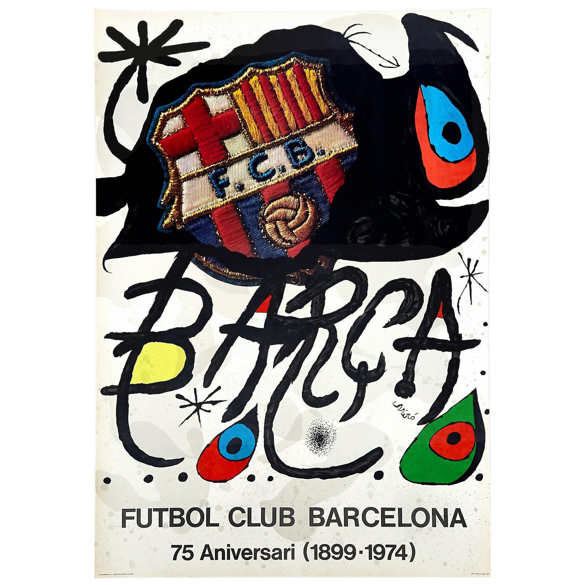 Hommage à l'Icone : L'affiche historique de Joan Miró - 75e anniversaire du FC Barcelone en vente