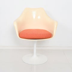 Iconic Tulip Dining Arm Chairs Eero Saarinen for Knoll in Zesty Orange-Set of 4
