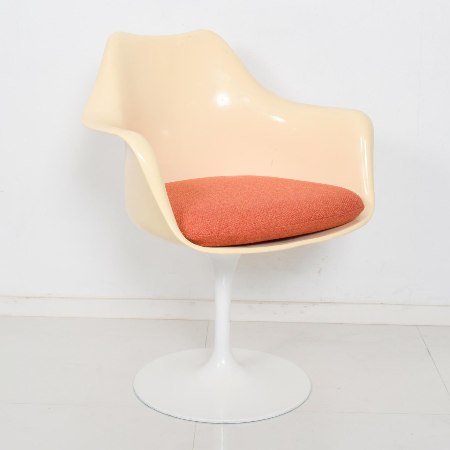 Fabric Iconic Tulip Dining Arm Chairs Eero Saarinen for Knoll in Zesty Orange-Set of 4