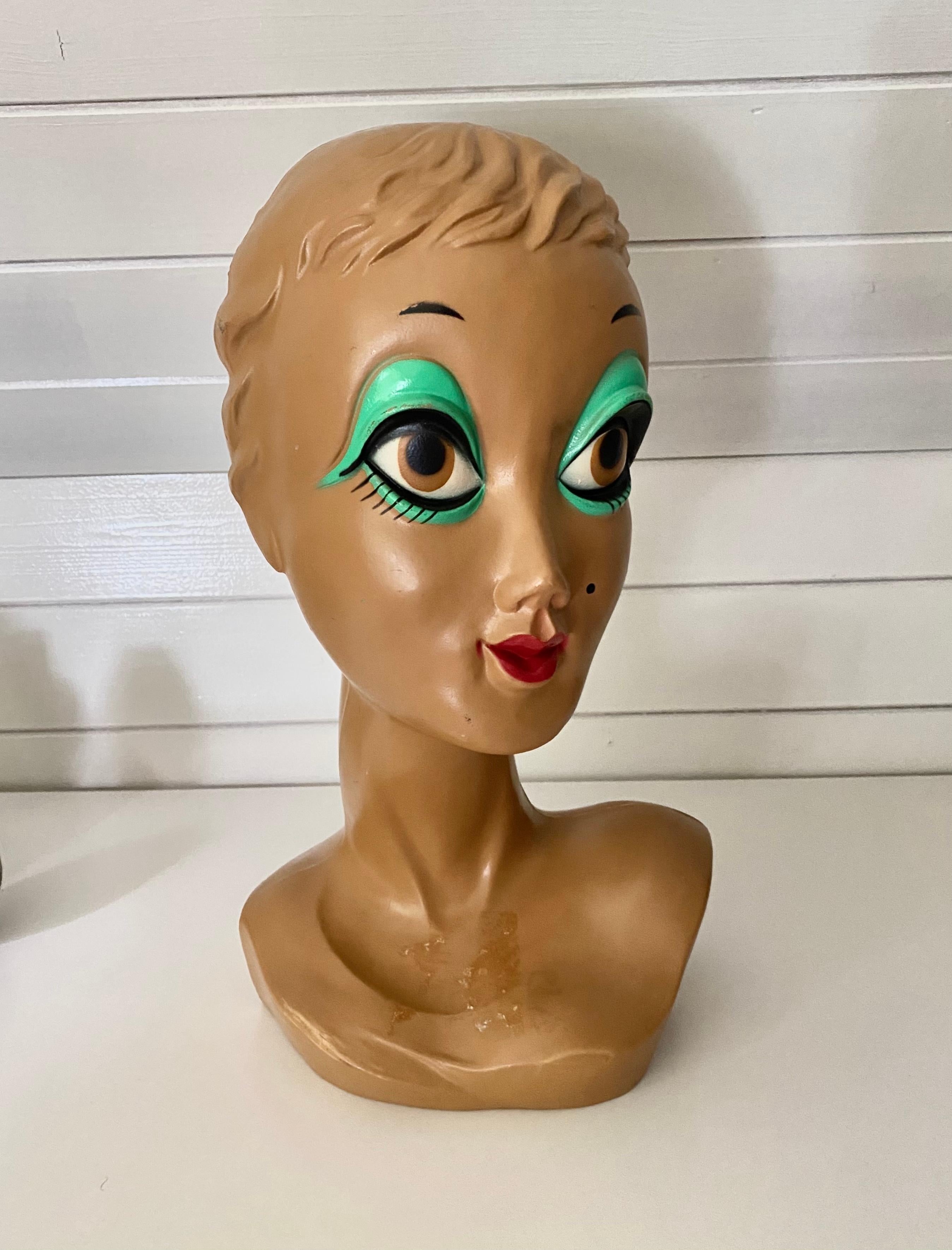 Italian Iconic Twiggy Mannequin Head, Hat Stand, 1970s