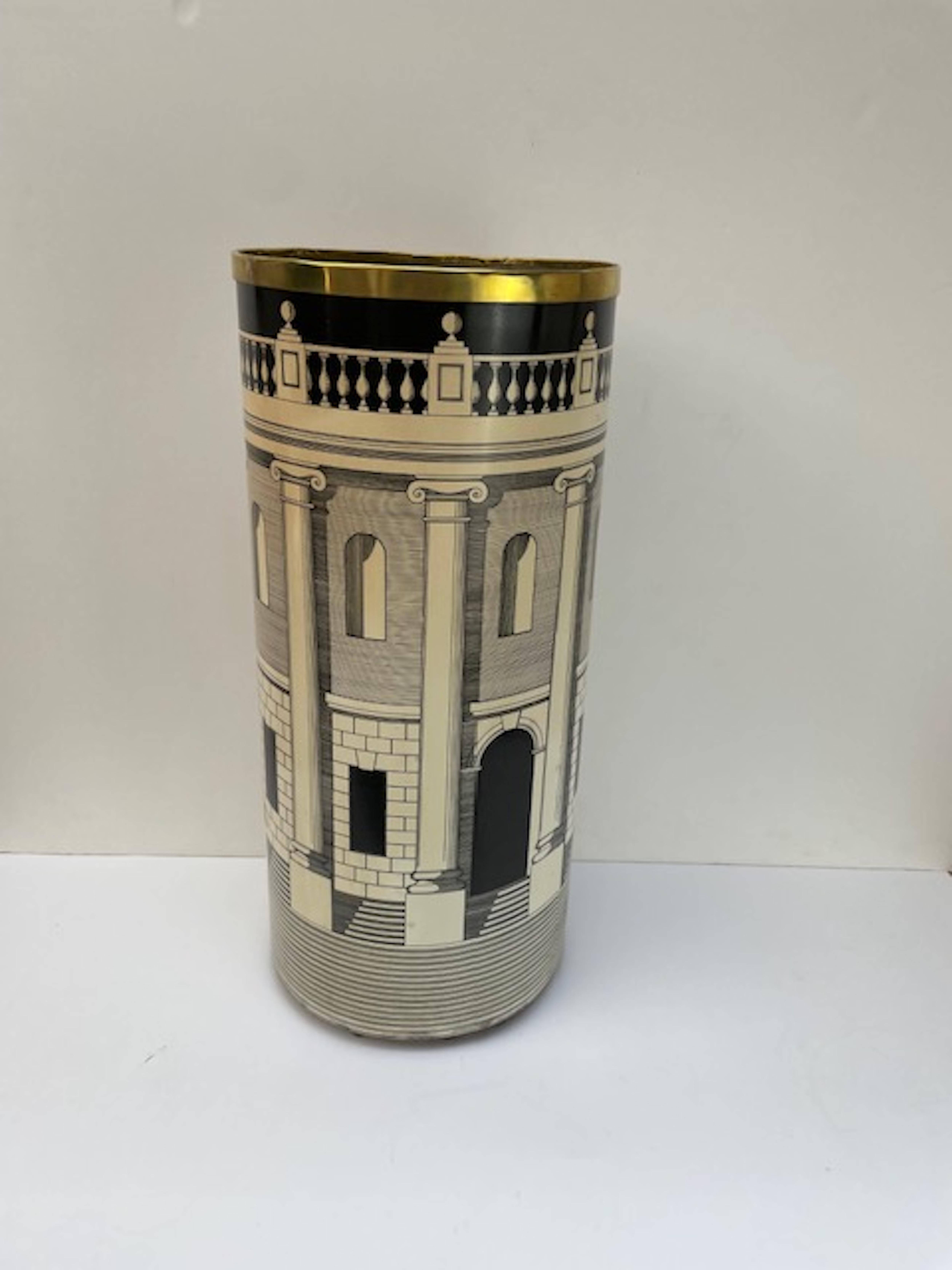 Iconic Umbrella Stand by Piero Fornasetti In Distressed Condition For Sale In Firenze, Toscana