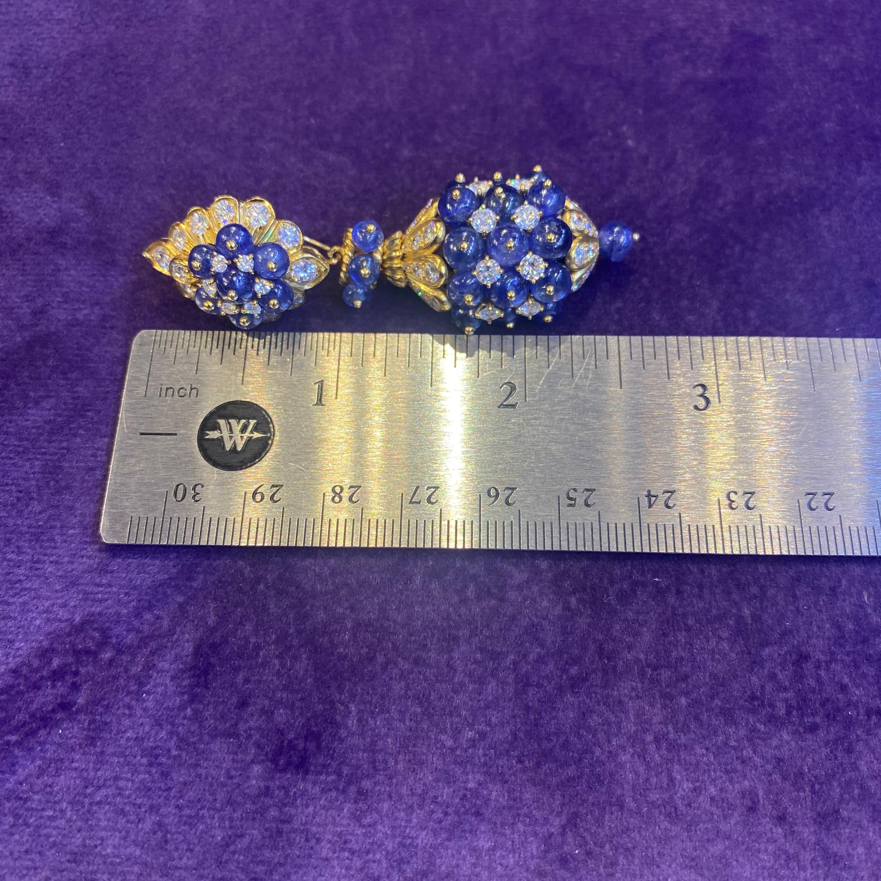 Van Cleef and Arpels, boucles d'oreilles emblématiques jour et nuit en saphir en vente 7