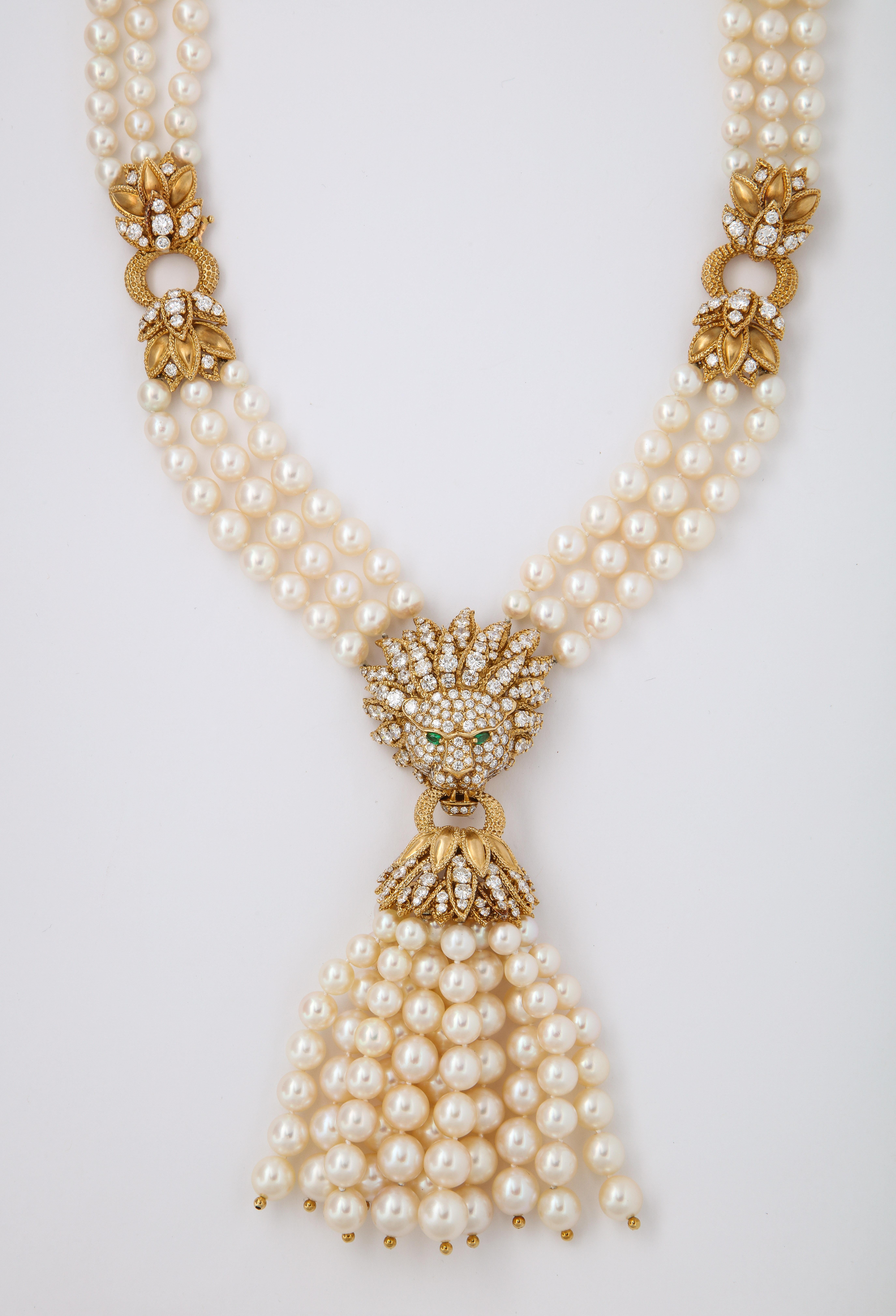 Van Cleef & Arpels Perlen- und Diamant-Löwen-Halskette

Abmessungen: 21