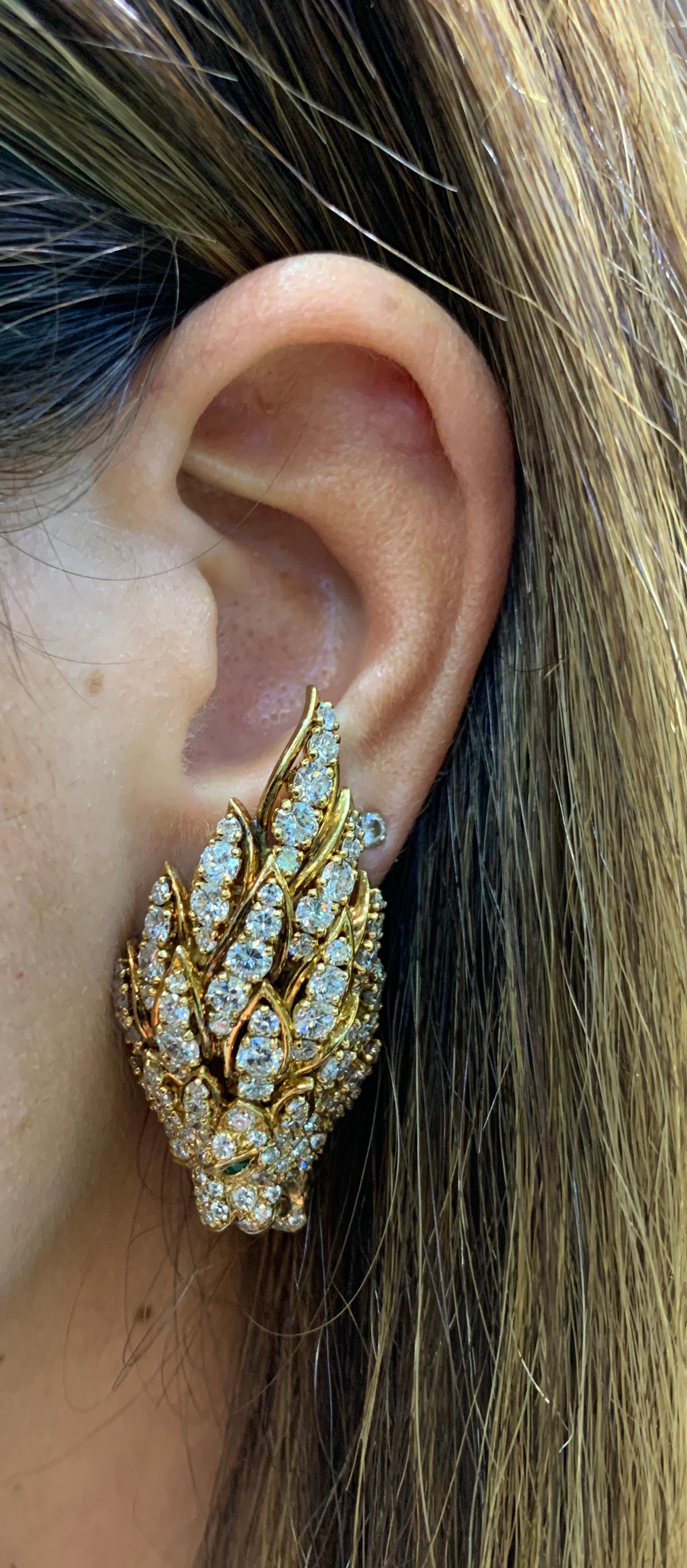 Iconic Van Cleef & Arpels Pearl and Diamond Lion Head Earrings 2