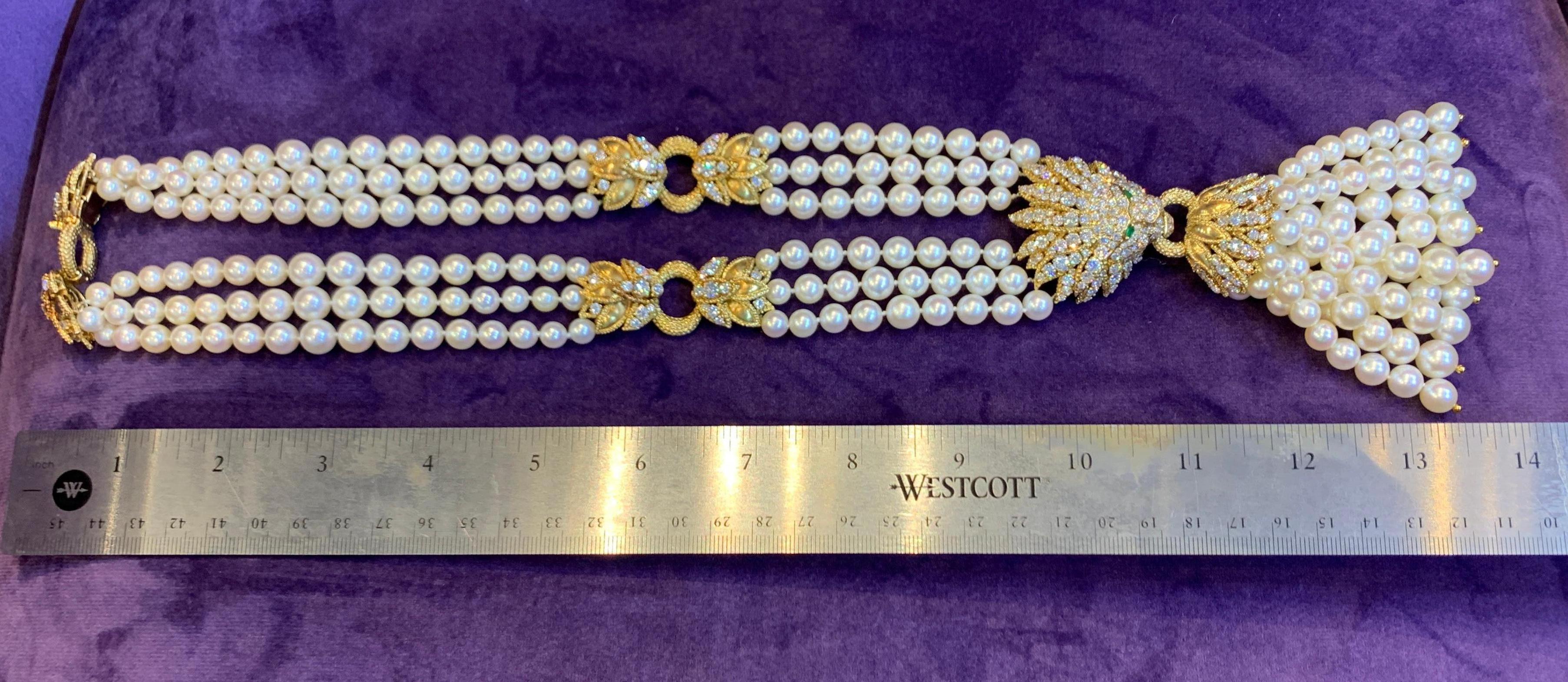 Halskette mit Löwenquasten von Van Cleef & Arpels, Perlen und Diamanten 6
