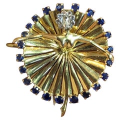 Iconic Van Cleef & Arpels Sapphire and Diamond Ballerina Brooch