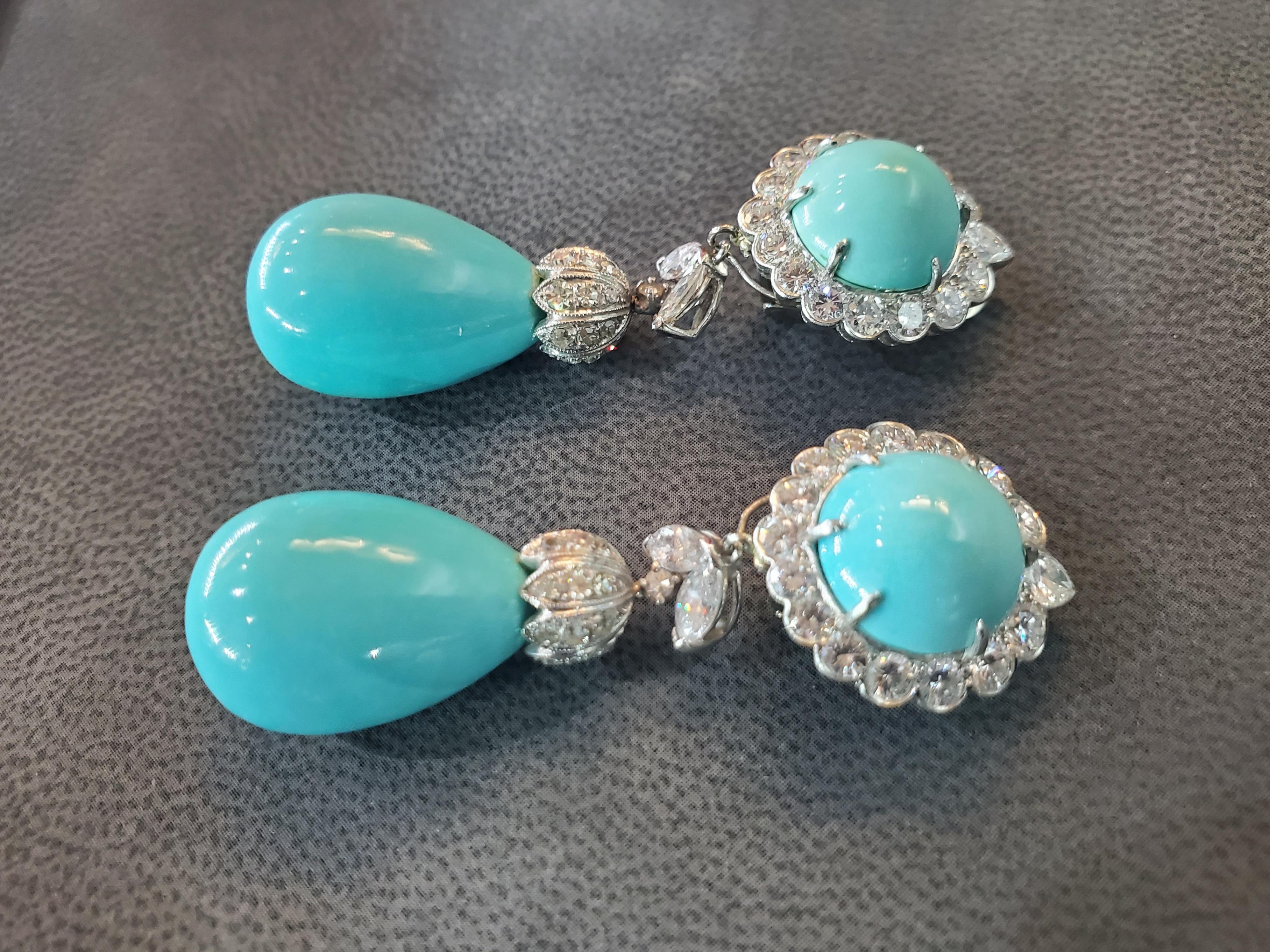 Iconic Van Cleef & Arpels Turquoise & Diamond 'Day and Night' Earrings 2