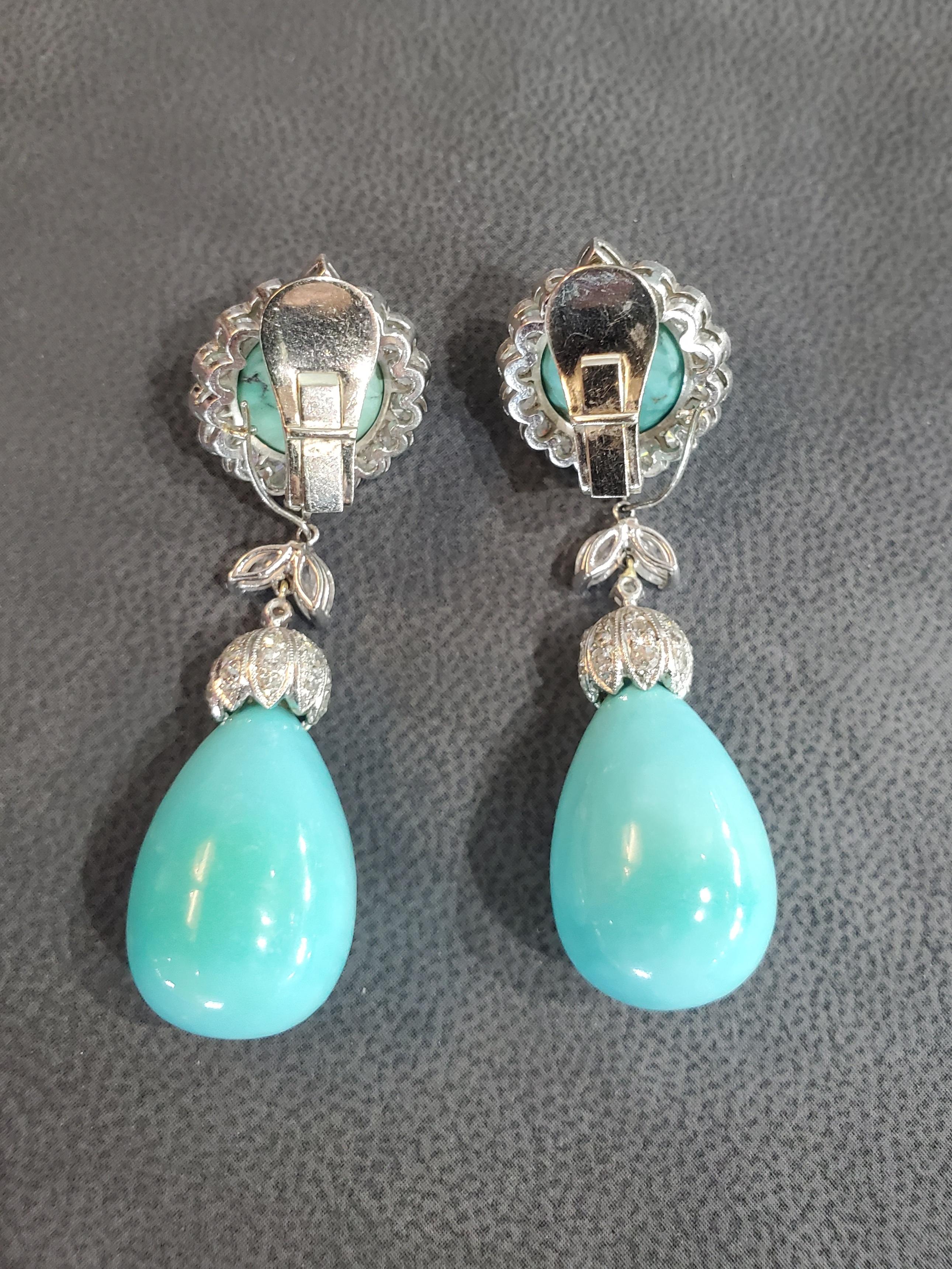 Iconic Van Cleef & Arpels Turquoise & Diamond 'Day and Night' Earrings 3